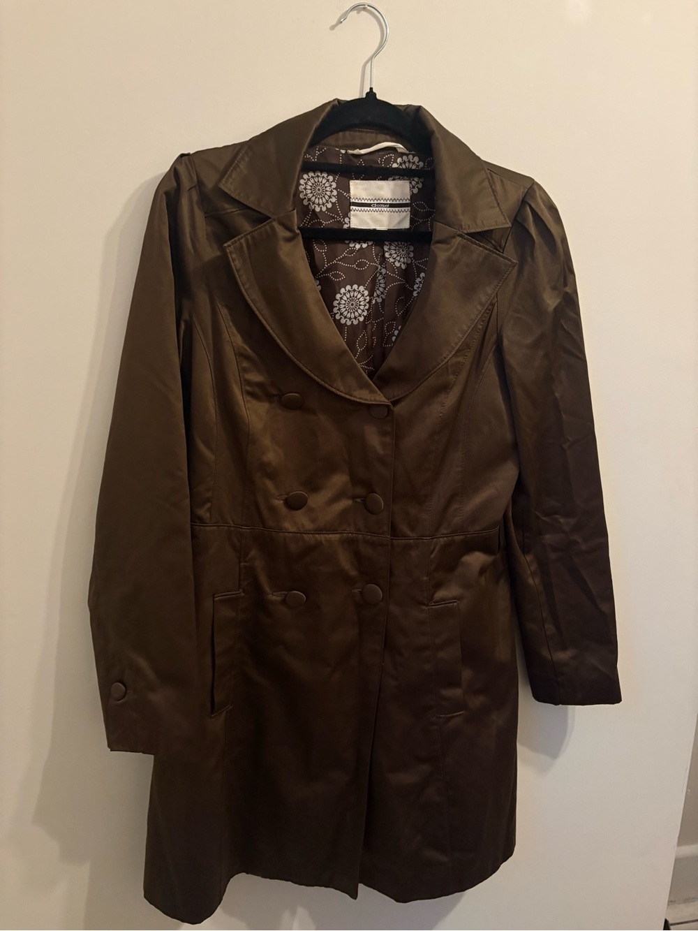 Y2K Satin Feel Brown Trench Coat